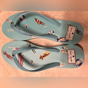 Kate Spade "Splash" Flip Flops with Swimmer Print